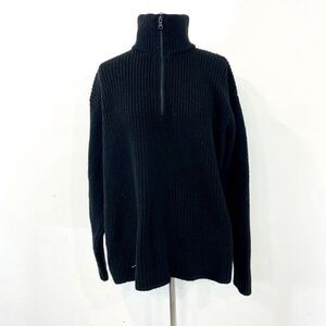 Banana Republic Men's Wool Black Knit Sweater Zip up XL